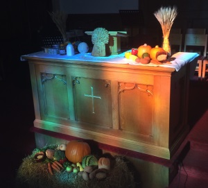 Harvest Thanksgiving Communion Table at St James' Church, Lossiemouth