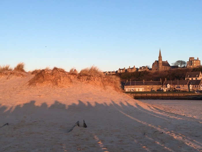 The shadows of the congregation at the Easter Sunday Sunrise Service 2018, East Beach, Lossiemouth